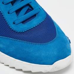 Hermes Blue Mesh and Suede Bouncing Sneakers Size 43