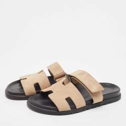 Hermes Brown Suede Chypre Flat Slides Size 42