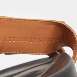 Hermes Brown Leather Chypre Flat Slides Size 41