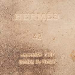Hermes Dark Brown Leather Izmir Flat Slides Size 42