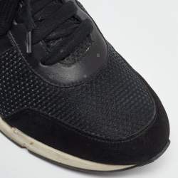 Hermes Black Leather and Mesh Low Top Sneakers Size 40