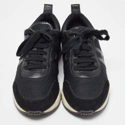 Hermes Black Leather and Mesh Low Top Sneakers Size 40