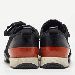 Hermes Black Leather and Mesh Low Top Sneakers Size 40