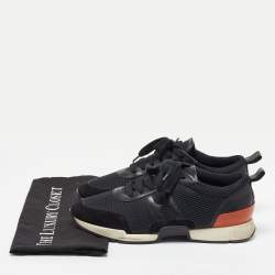 Hermes Black Leather and Mesh Low Top Sneakers Size 40