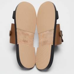 Pre Owned Hermès Black/Brown Leather Ionie Sandals Size 44