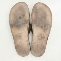 Hermes Green Leather and Canvas Izmir Sandals Size 43