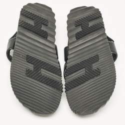 Pre Owned Hermes Black Leather Electric Flat Sandals Size 45