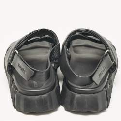 Pre Owned Hermes Black Leather Electric Flat Sandals Size 45