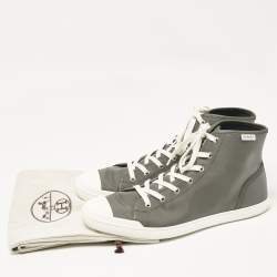 Hermes Grey Nylon and Leather Express High Sneakers Size 45