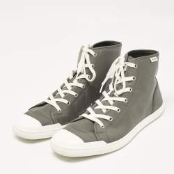 Hermes Grey Nylon and Leather Express High Sneakers Size 45