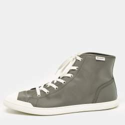 Hermes Grey Nylon and Leather Express High Sneakers Size 45