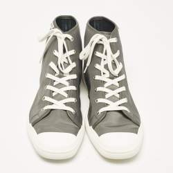 Hermes Grey Nylon and Leather Express High Sneakers Size 45