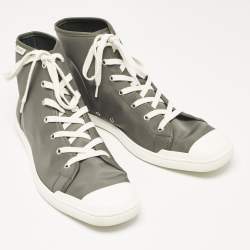 Hermes Grey Nylon and Leather Express High Sneakers Size 45
