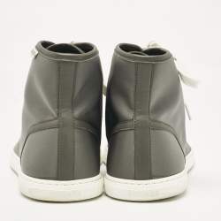 Hermes Grey Nylon and Leather Express High Sneakers Size 45