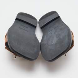 Pre Owned Hermes Brown Leather Gabriel Sandals Size 45