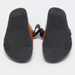 Hermes Brown/Black Leather Chypre Sandals Size 45