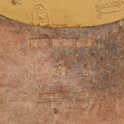 Hermes Brown Leather Antigua Espadrille Flat Sandals Size 41
