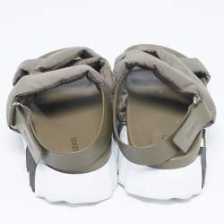 Pre Owned Hermes Green Nylon Electric Flat Sandals Size 45