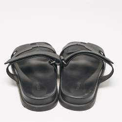Hermes Black Leather Chypre Flat Sandals Size 41