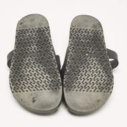 Hermes Black Leather Chypre Flat Sandals Size 41