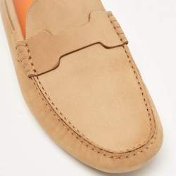 Pre Owned Hermes Brown Nubuck Leather Oscar Loafers Size 43.5