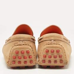 Pre Owned Hermes Brown Nubuck Leather Oscar Loafers Size 43.5