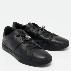 Hermes Black Leather Day Sneakers Size 44.5