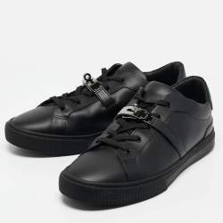 Hermes Black Leather Day Sneakers Size 44.5