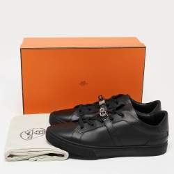 Hermes Black Leather Day Sneakers Size 44.5