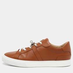 Hermes Brown Leather Day Sneakers Size 45