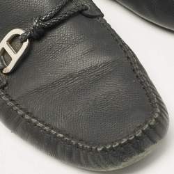 Hermes Black Leather Alessandro Loafers Size 41.5