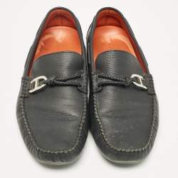 Hermes Black Leather Alessandro Loafers Size 41.5