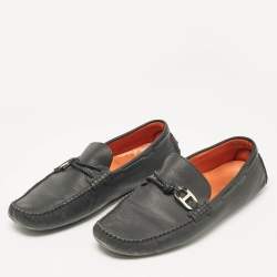 Hermes Black Leather Alessandro Loafers Size 41.5