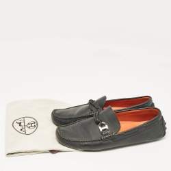 Hermes Black Leather Alessandro Loafers Size 41.5