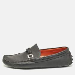 Hermes Black Leather Alessandro Loafers Size 41.5