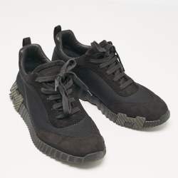 Hermes Black Fabric and Suede Bouncing Low Top Sneakers Size 42