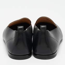 Pre Owned Hermes Black Perforated Leather Smoking Slippers Size 44