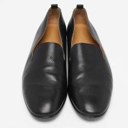 Pre Owned Hermes Black Perforated Leather Smoking Slippers Size 44