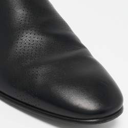 Pre Owned Hermes Black Perforated Leather Smoking Slippers Size 44