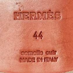 Pre Owned Hermes Black Perforated Leather Smoking Slippers Size 44