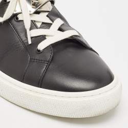 Hermes Black Leather Day Lace Up Sneakers Size 43.5