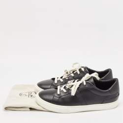 Hermes Black Leather Day Lace Up Sneakers Size 43.5