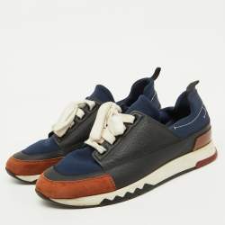 Hermes Multicolor Neoprene, Leather and Suede Stadium Low Top Sneakers Size 43