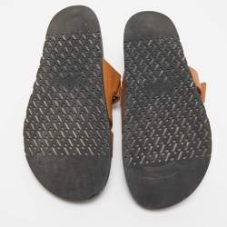 Pre Owned Hermes Brown Leather Chypre Sandals Size 41.5