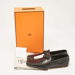 Hermes Black Leather Amico Loafers Size 46