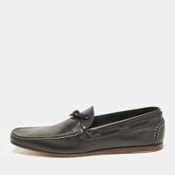 Hermes Black Leather Amico Loafers Size 46