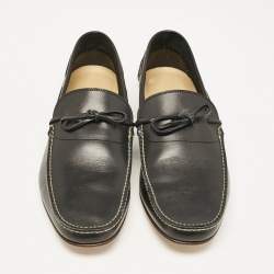 Hermes Black Leather Amico Loafers Size 46