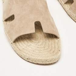 Hermes Beige Suede Antigua Flat Slides Size 47
