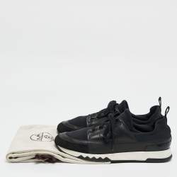 Pre Owned Hermes Black Fabric and Leather Stadium Lace Up Sneakers Size 44