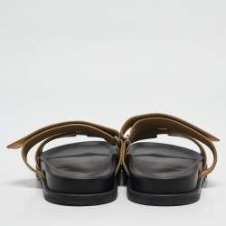 Hermes Beige Suede Chypre Slide Sandals Size 44